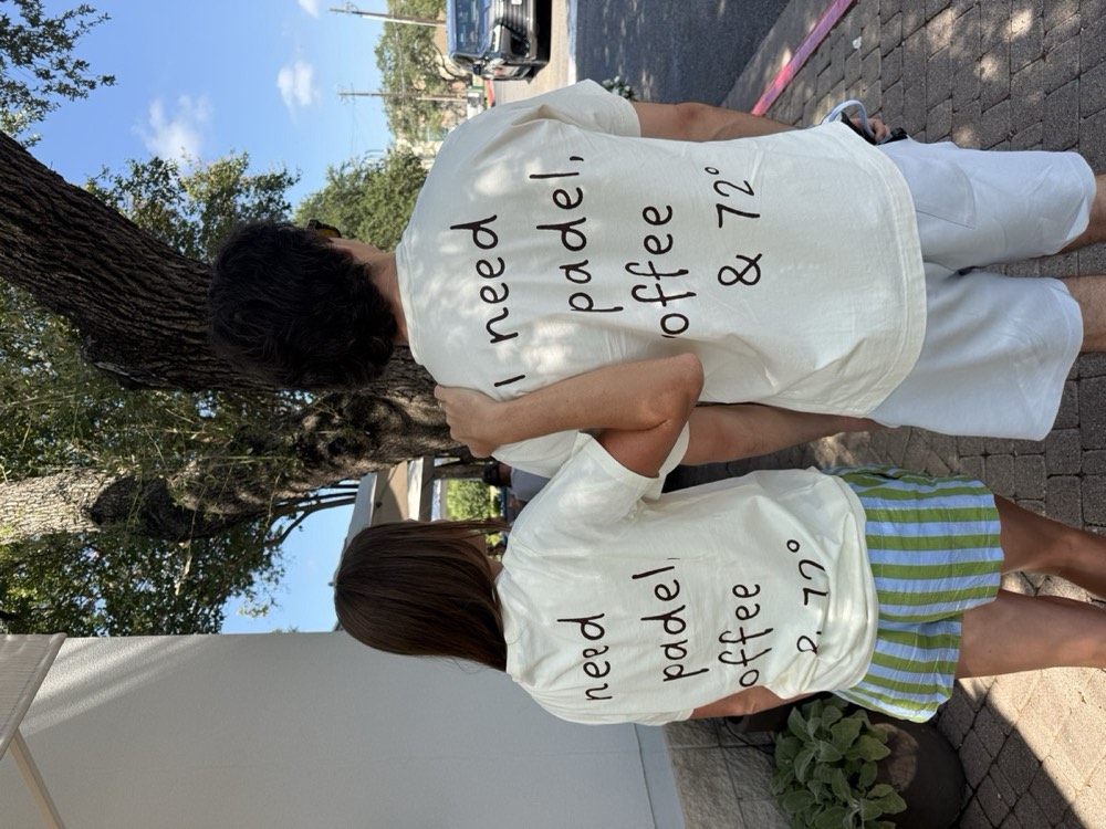 Two Guests in the I need Tee under the Austin oaks