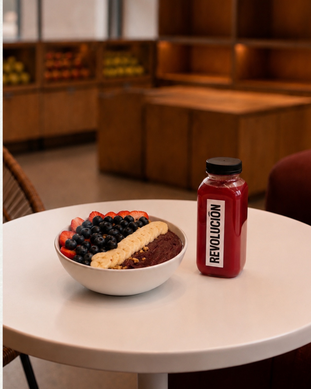 Revolución café bowl and juice